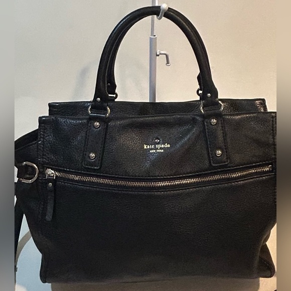 Kate Spade Black Pebble Leather Tote Shoulder bag crossbody - Picture 2 of 11